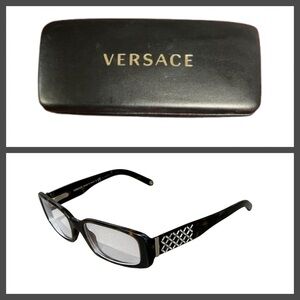 Versace Authentic Glasses Frames Havana w/Silver & Crystals Mod 3107 B 108 Case